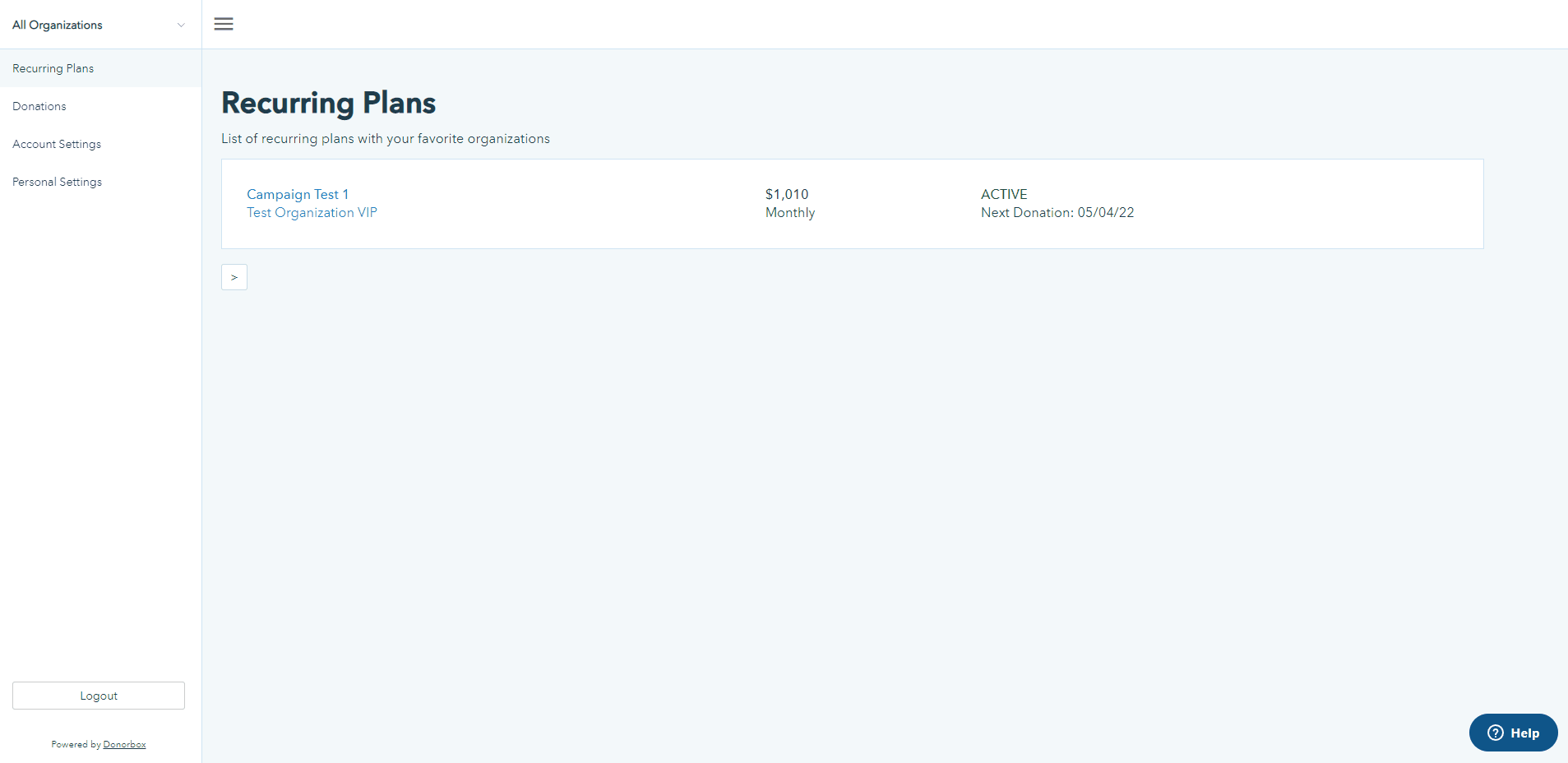 Quick overview of donor interface on 'donorbox.org'